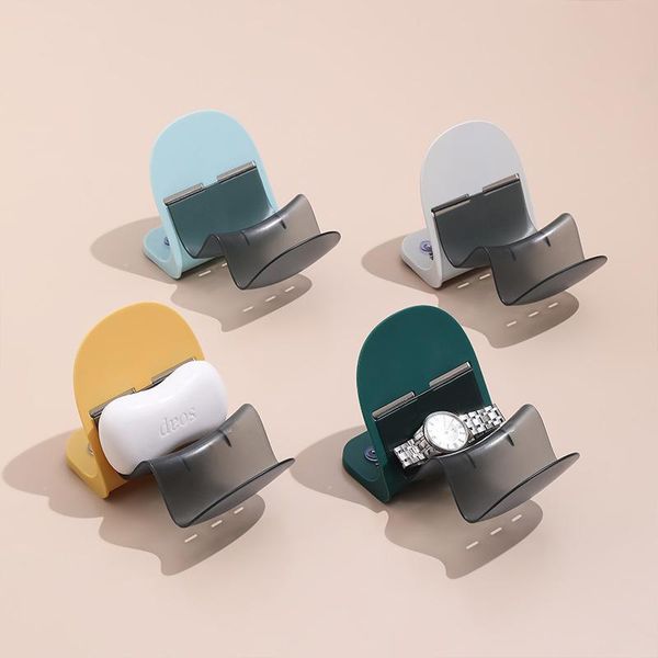 

soap dishes punch-sucker drain box holder bathroom shower sponge storage tray supplies organizer shelf phone stand
