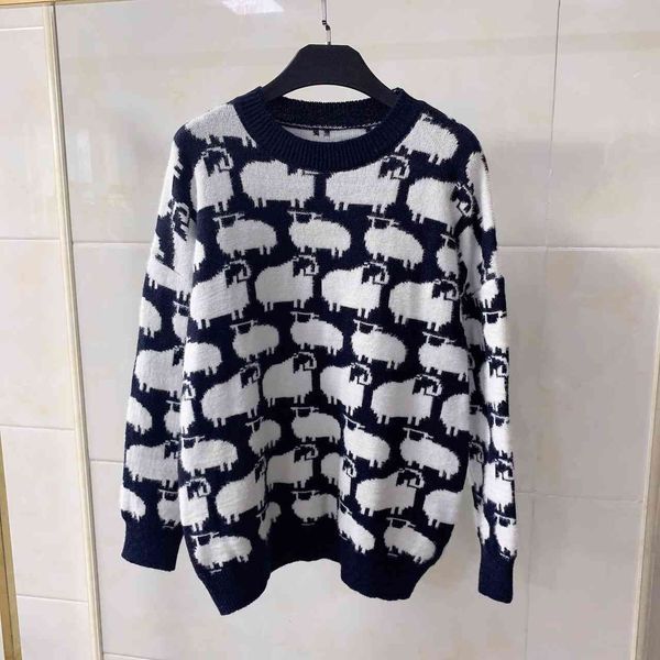 

sweater round neck long-sleeved lamb pullover and hairy women's w8l2, White;black