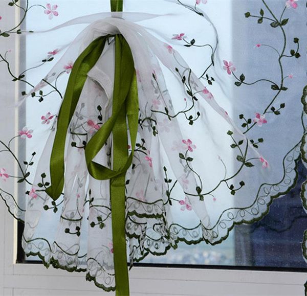 

curtain & drapes 80*100cm embroidere flower window tulle transparent pink floral windows guaze sheet decoration door hanging blinds #r15
