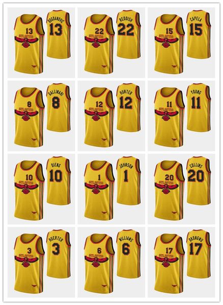 

custom mens women youth atlantahawksclint capela trae young lou williams bogdan bogdanovic john collins 75th anniversary city go, Black
