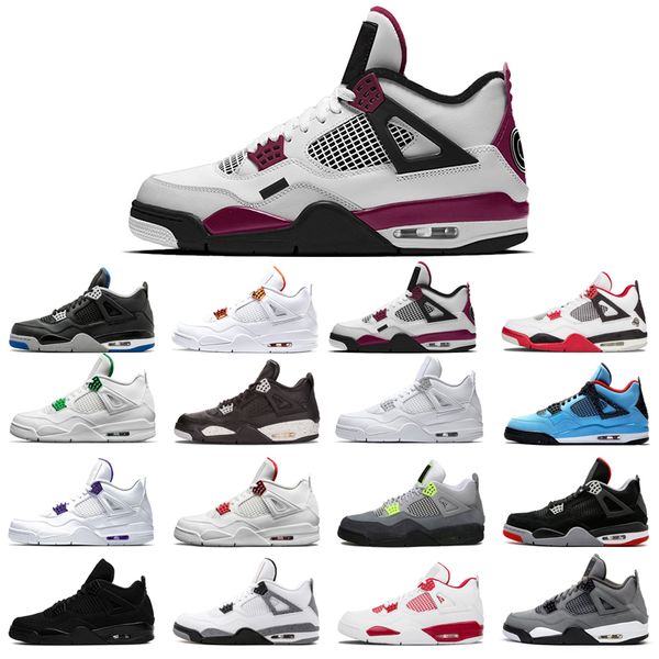 

man's basketball shoes 4s high cut black cat court purple university red neon alternate motorsport orange metallic white cement oreo pi