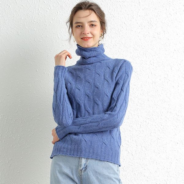 

hoodie female 100% merino cashmere wool winter pullovers sweater knitted-out elasticity, Black