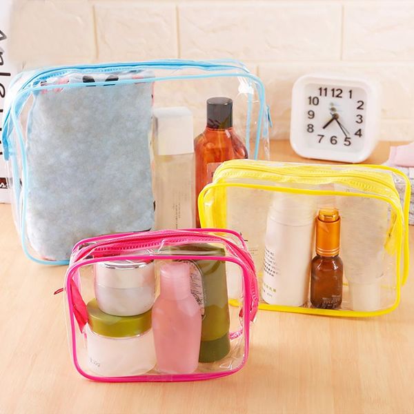

storage boxes & bins travel pvc cosmetic bags lady transparent clear zipper makeup organizer bath wash make up tote handbags case toiletry b