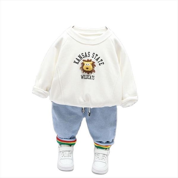 

infant clothing autumn winter baby boys clothes sweatshirts jeans pants 2pcs outfit suit for sets toddler, White