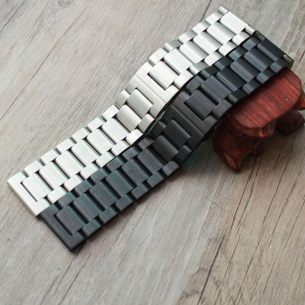 

watch bands allbai 316 stainless steel men's strap, double push folding buckle, suitable for 20mm 22mm 24mm strap, Black;brown
