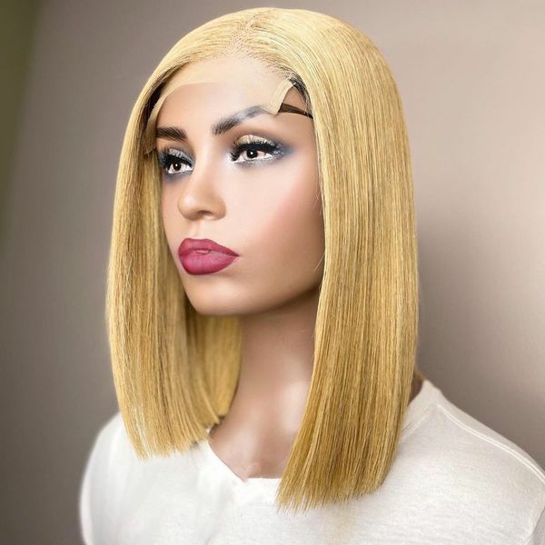 

part #613 short bob lace frontal wig with baby hair synthetic hair preplucked glueless high temperature wig for women, Black