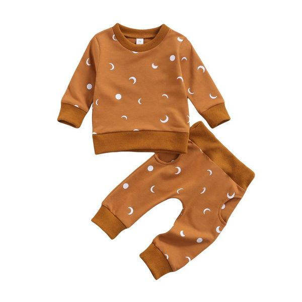 

clothing sets toddler born infant baby boy girl 2pcs autumn set long sleeve sun printed solid pants outfit 0-24m, White