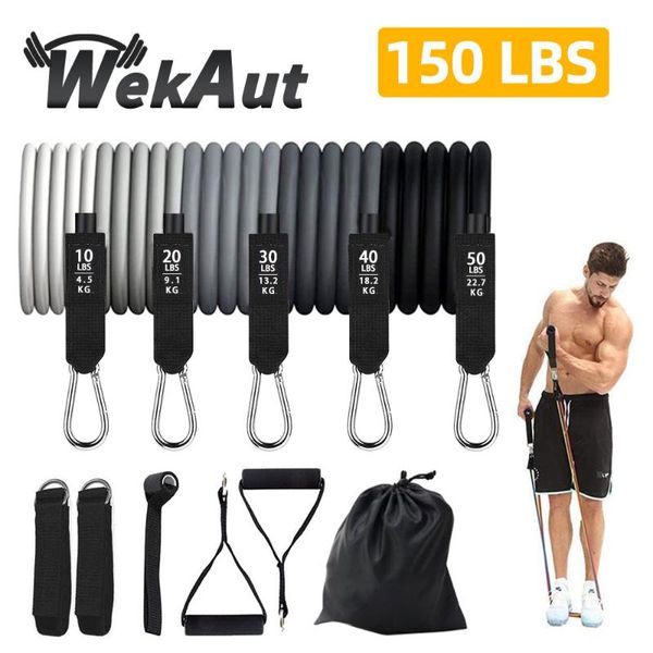 

resistance bands 150 lbs/set fitness exercise tube pull rope elastic rubber band training expander pilates bar equipment