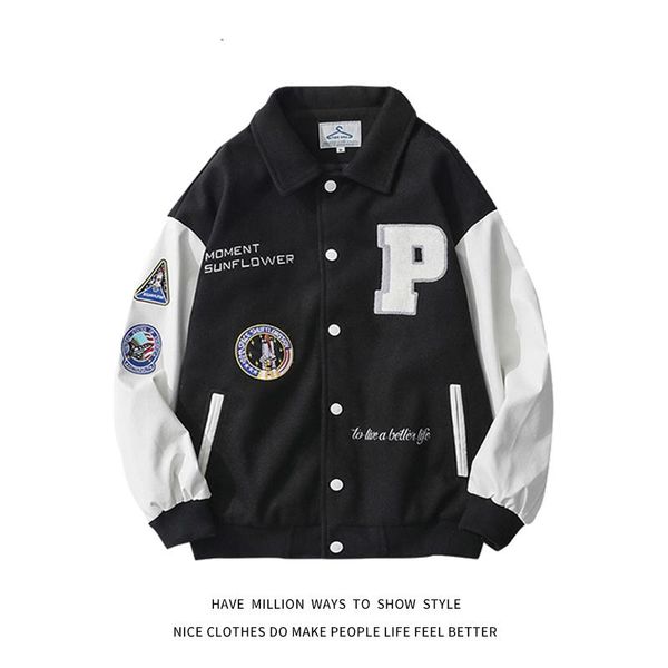 

men's jackets 2021 nieuwe lente & herfst embroid brief mannen bomber jacket vrouwen vriendje stijl baseball jas varsity straat chic, Black;brown
