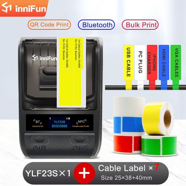 

copiers innifun portable handheld blue tooth label printer plus 7 rolls cabel sticker