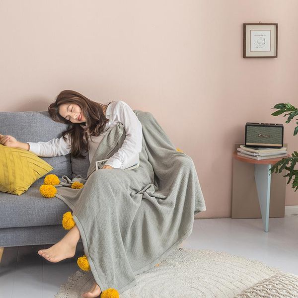 

blankets delicate knitted soild color bump hairball sofa throw blanket air condition bed decorative comfortable cape