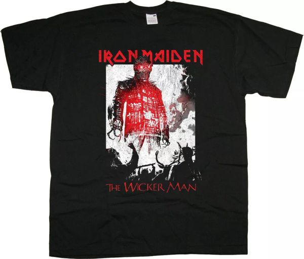 

iron maiden the wicker man smoke licensed men t-shirt, White;black