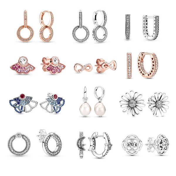 

jewelry 925 sterling silver fit original pandora diy aretes designer charms accessories wholesale fine woman vintage earrings, Golden