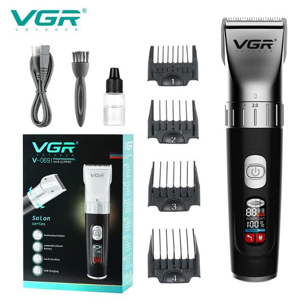 

hair clippers vgr electric cordless clipper usb rechargeable port led digital display barber trimmers for salon home v069