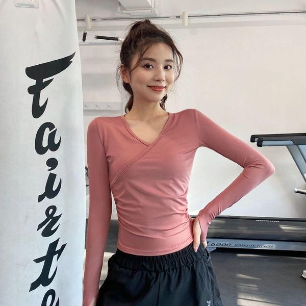 

yoga outfit women t-shirt tight-fitting long-sleeved sports autumn running breathable quick-drying thin workout gym clothing