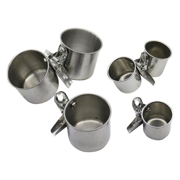 

other bird supplies stainless steel feeding cups parrot pigeon quail drinking bowl sigle double cup birds poultry watering dispenser drinker