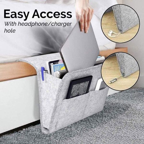 

storage boxes & bins bedside holder phone tablet books pouch bed headboard footboard organizer bag felt pocket