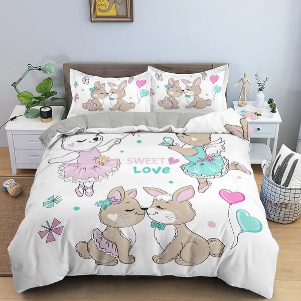 

bedding sets cartoon printed duvet cover cute kids set custom quilt with pillowcase 3d comforter easter gifts