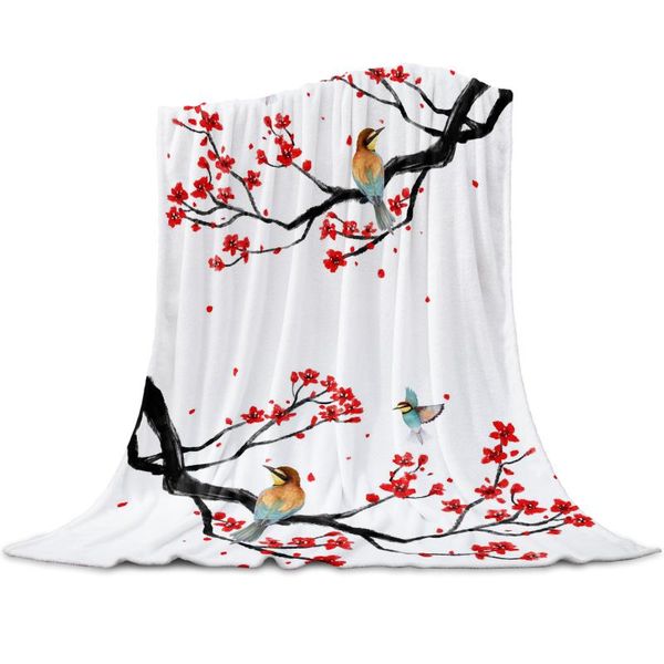 

blankets chinese style flower bird coral fleece blanket cover the bed flannel sofa small for kids home textile