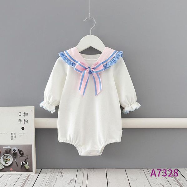 

jumpsuits baby girl clothes infant ears collar spring and autumn long-sleeve kids triangle romper born outfit, Blue