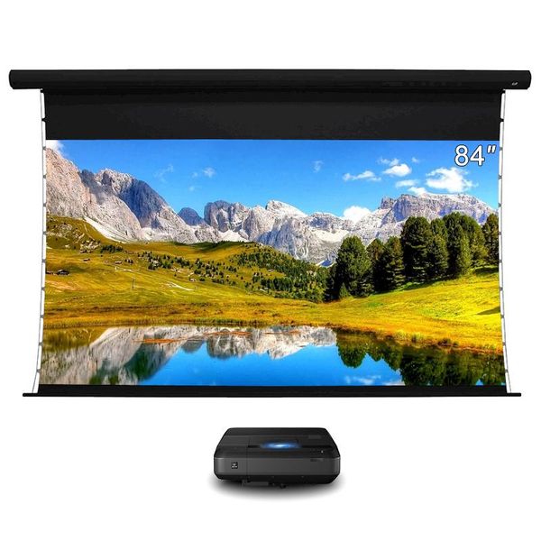 Проекционные экраны заводской цена оптом 84 дюйма ал-моторизованного проектора экран Pet Crystal любит телевизор для домашнего кинотеатра