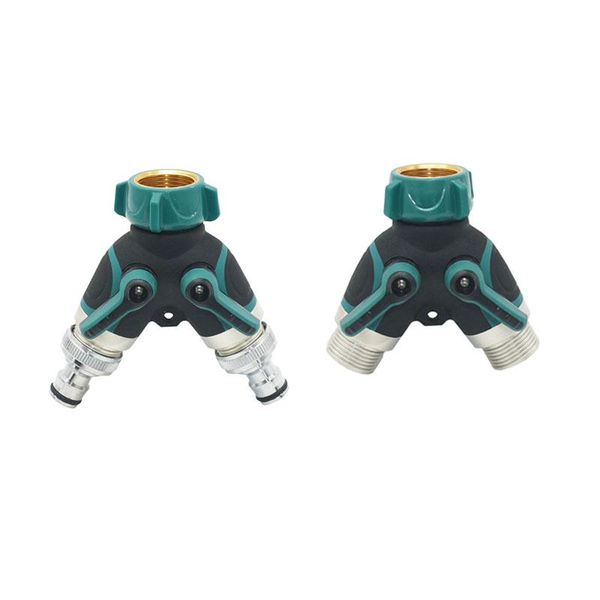 

metal 3/4" female to male 2-way garden tap water splitter y irrigation valve hose watering 1pcs equipments