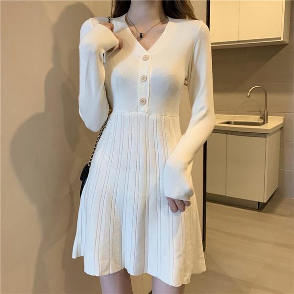 

make firm offers winter french temperament niche inside take show thin render knitting dress long sleeve cultivate one's mor casual dre, Black;gray