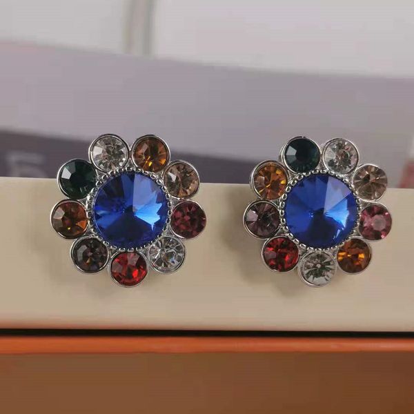 

special offer 70% off new ear clip women's color diamond sunflower imitation crystal sweet high-grade flash earrings diamond earrings w, Golden;silver