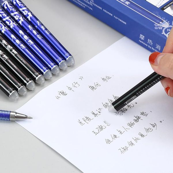 

ballpoint pens 1 lot erasable pen 0.5mm washable refill rod handle blue black ink gel school students supply stationery, Blue;orange