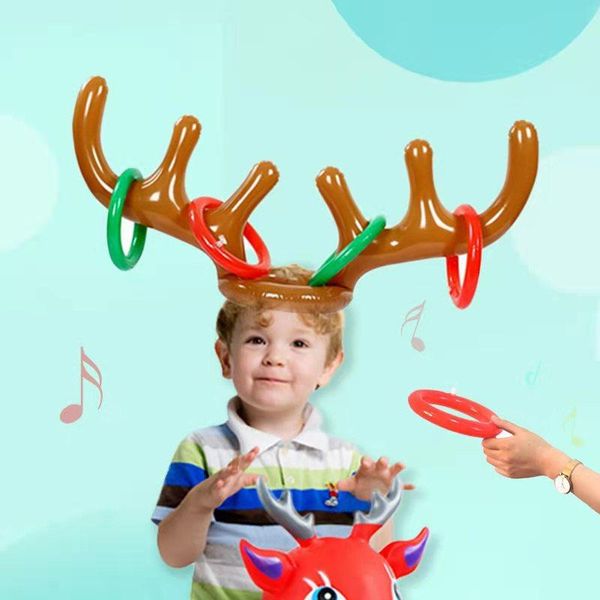 

christmas decorations 1set inflatable reindeer antler hat ring deer balloon party game holiday toss circle gaming inflated kid toy