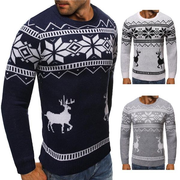 

men's sweaters 2021 winter snowflake christmas deer sweater warm knit coat striped hoodie oversized, White;black
