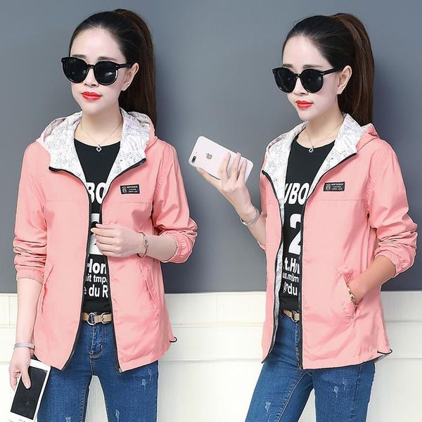

women's jackets 2021 college wind female windbreaker jacket long-sleeved korean students loose double-faced thin section short coat, Black;brown