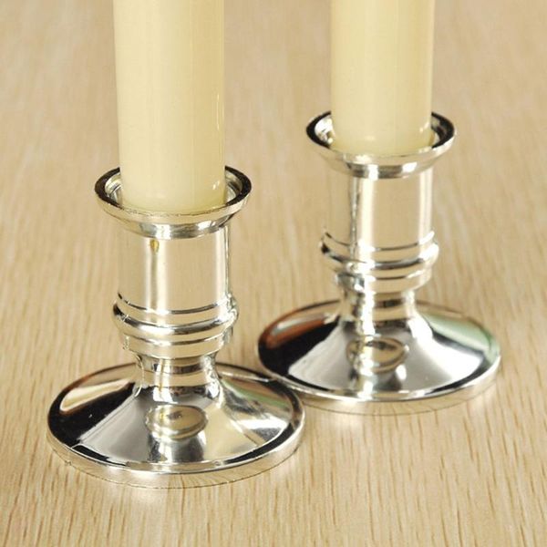 

candle holders 2 pcs plated candlestick traditional shape fake tapers candles holder plastic base for christmas party decoration