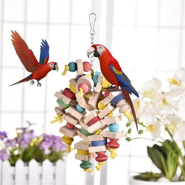 

other bird supplies 2021 home parrot toys pet chew toy funny swing colorful wood hanging ladder climbing for