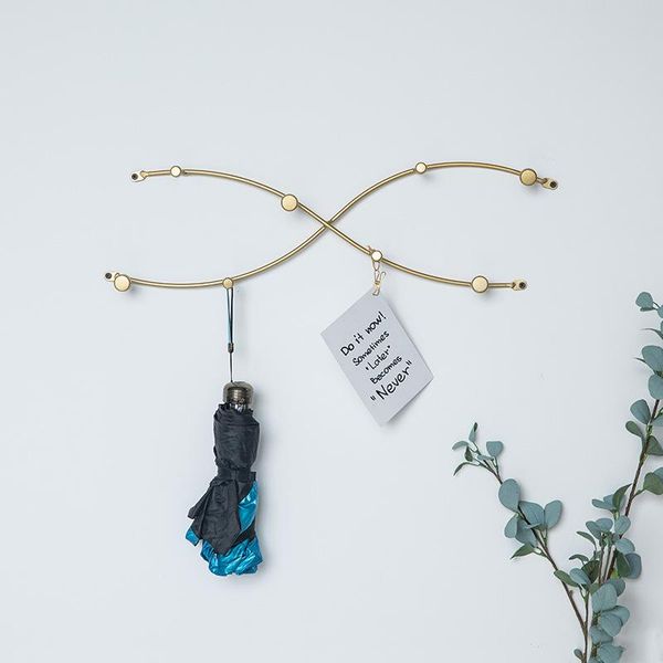 

hooks & rails modern creative minimalist gold hook living room coat hat storage rack bathroom toilet wave line metal wall decoration key