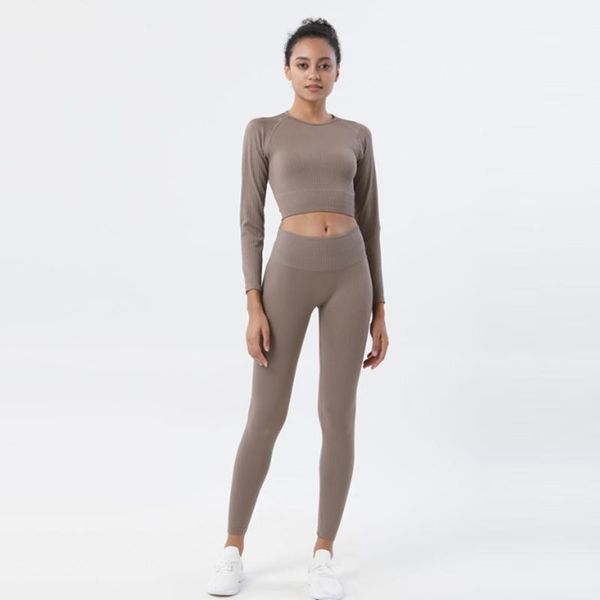 

yoga outfit women seamless set fitness sports suits gym cloth long sleeve shirts high waist running leggings workout pants