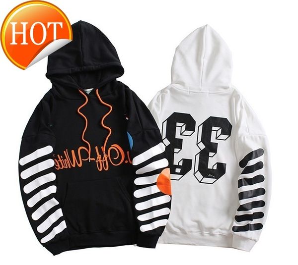 

33 brand off chao digital thick sweater hooded for men and women, Black