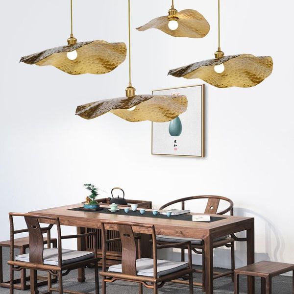 

pendant lamps creative chandelier lotus leaf chinese style commercial coppery