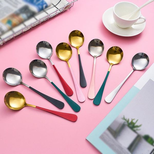 

spoons long handle spoon dessert can love round head home rice mixing and stainless steel