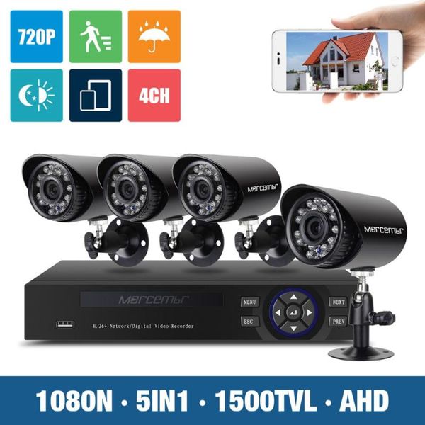 

morcembr 720p cctv camera surveillance system ahd dvr 4ch video cameras for home systems