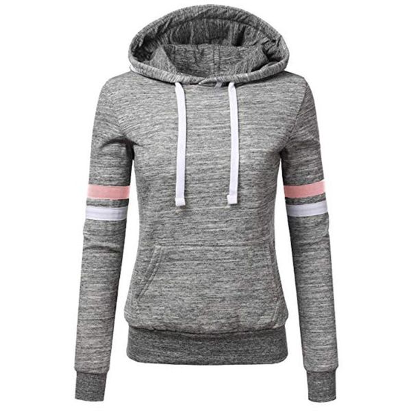 

women's hoodies & sweatshirts long sleeve striped womens autumn winter slim pullover tracksuit with drawstring bluzy damskie sudaderas, Black