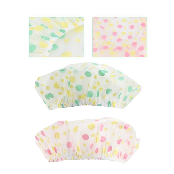 

shower caps 2pcs waterproof bath hat hair cover bathing for bathroom accessories c0705 (blue and yellow)