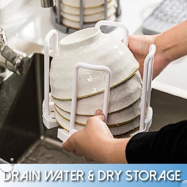 

retractable deskbowl holder kitchen organizer plastic drain water cup shelf cabinet dishes storage rack plate tool w & organization