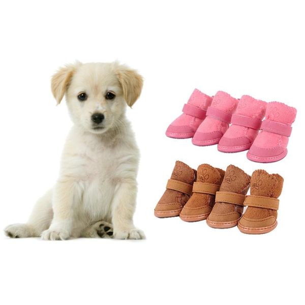 

dog apparel 1set=4pcs brand pet cat warm cotton snow boots winter puppy shoes supplier