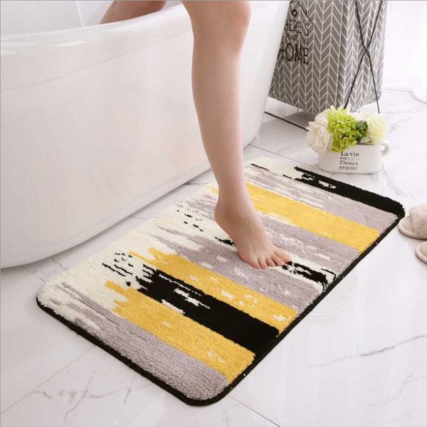 

thickened non-slip floor mat simple geometric art bedroom foot pads water-absorbing kitchen carpet 4 colors nordic flocking rugs carpets
