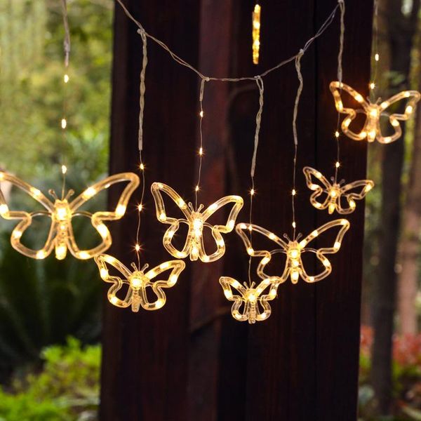 

strings led lights star butterfly curtain outdoor courtyard layout solar string room decoration party
