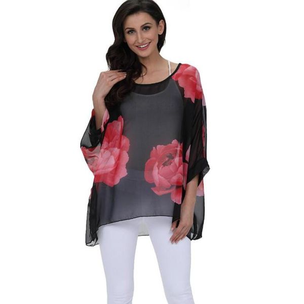 

women's blouses & shirts 4xl 5xl 6xl plus size bohemia women summer batwing sleeve chiffon shirt blusa feminina casual blusas, White