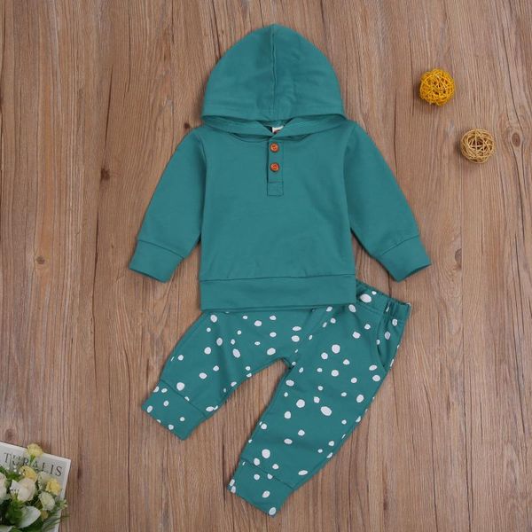 

baby & children's hooded long sleeves + trousers polka dot printing simple style sports loose casual spring clothing sets, White