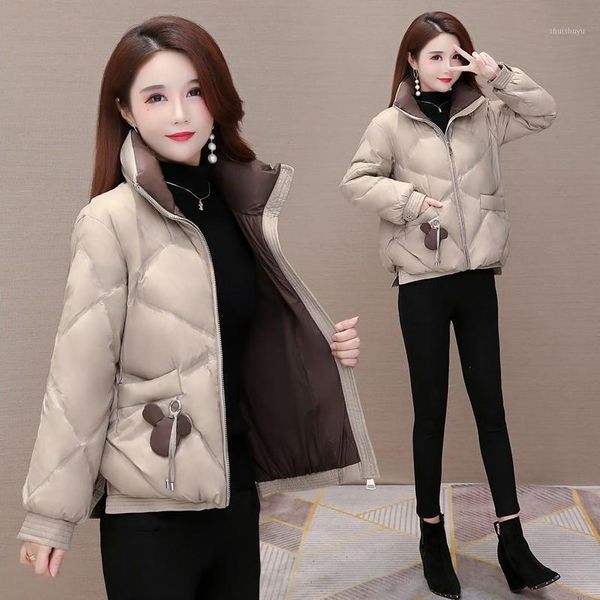 

women's down & parkas women 2021 winter fashion stand collar jacket female cotton padded coat ladies thicken warm wadded outerwear a491, Black