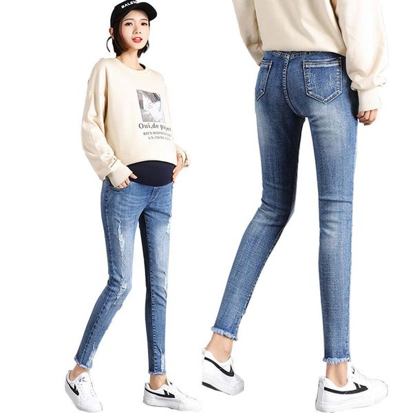 

maternity bottoms ankle-length trousers things for pregnant jeans summer clothes pregnancy pants 0225, White